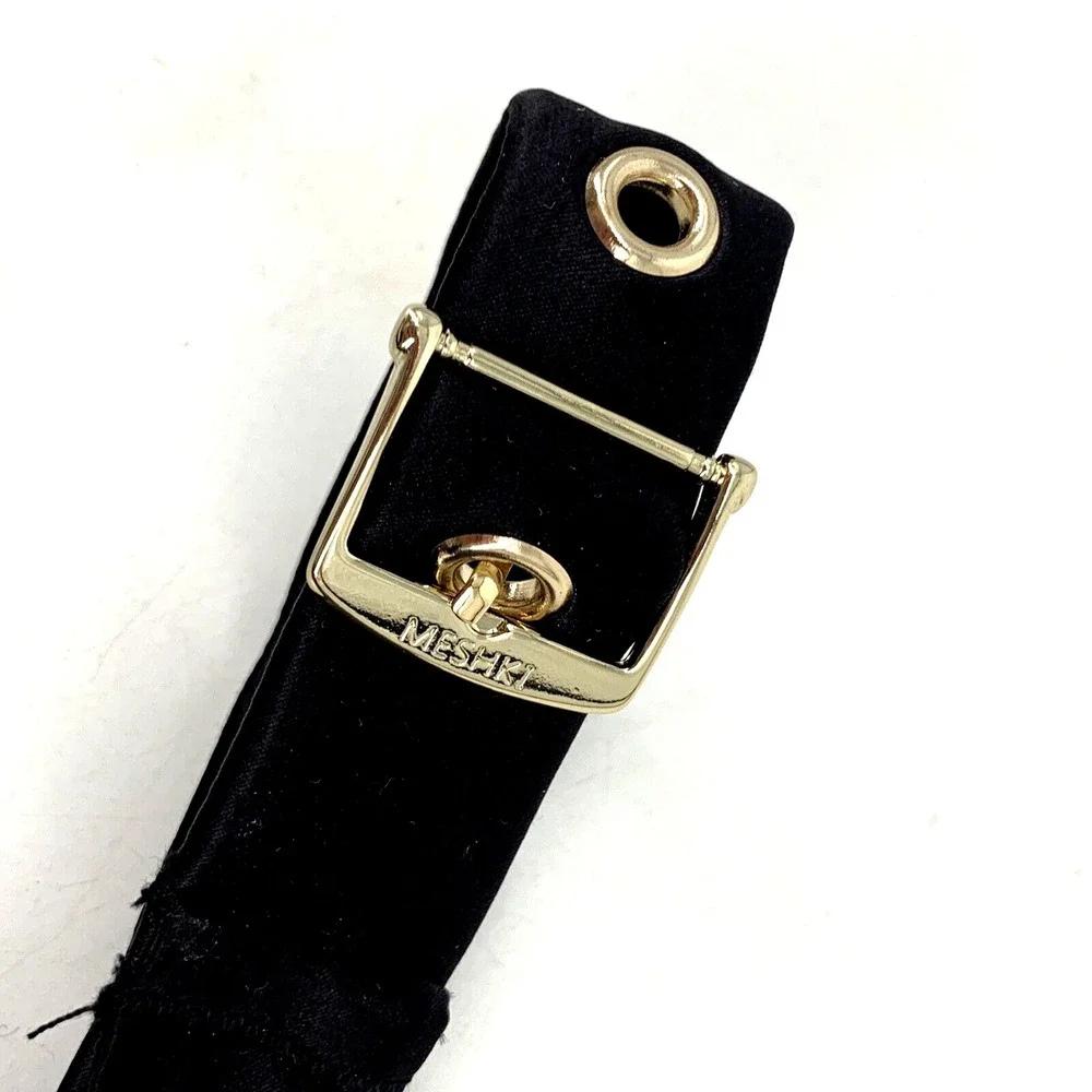 NWT MESHKI ALISON Satin Buckle Brazilian Briefs‎ Black size 10 New Bottoms Only - Picture 7 of 13